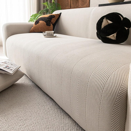Copertura Waterproof Estensibile per Divani da Uno a Cinque Posti con Braccioli Protezione Antimacchia Beige C 305¨C360
