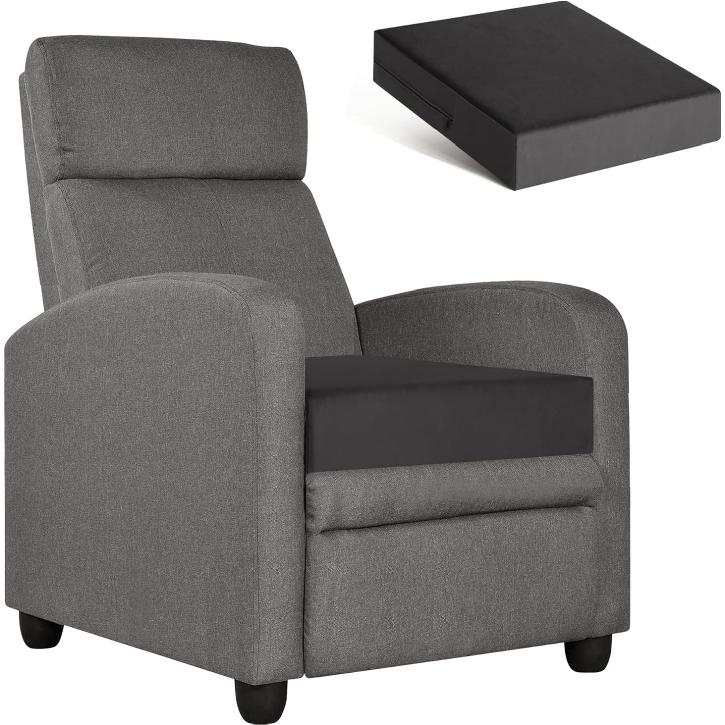 Cuscino Rialzato in Memory Foam 50 ¡Á 50 ¡Á 12,7 cm per Poltrone Divani e Sedie Reclinabili Grigio