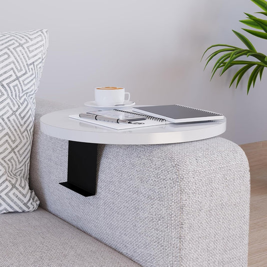 Tavolino da Bracciolo Regolabile con Piano Rotondo ?34 cm per Divani e Poltrone