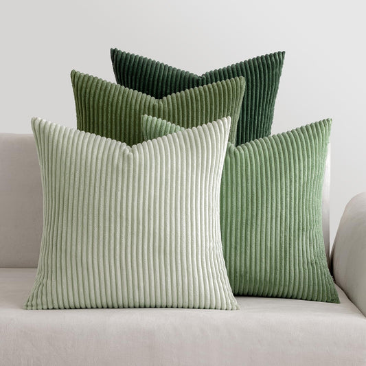 Set di 4 Federe Decorative in Velluto Morbido 40 ¡Á 40 cm Verde